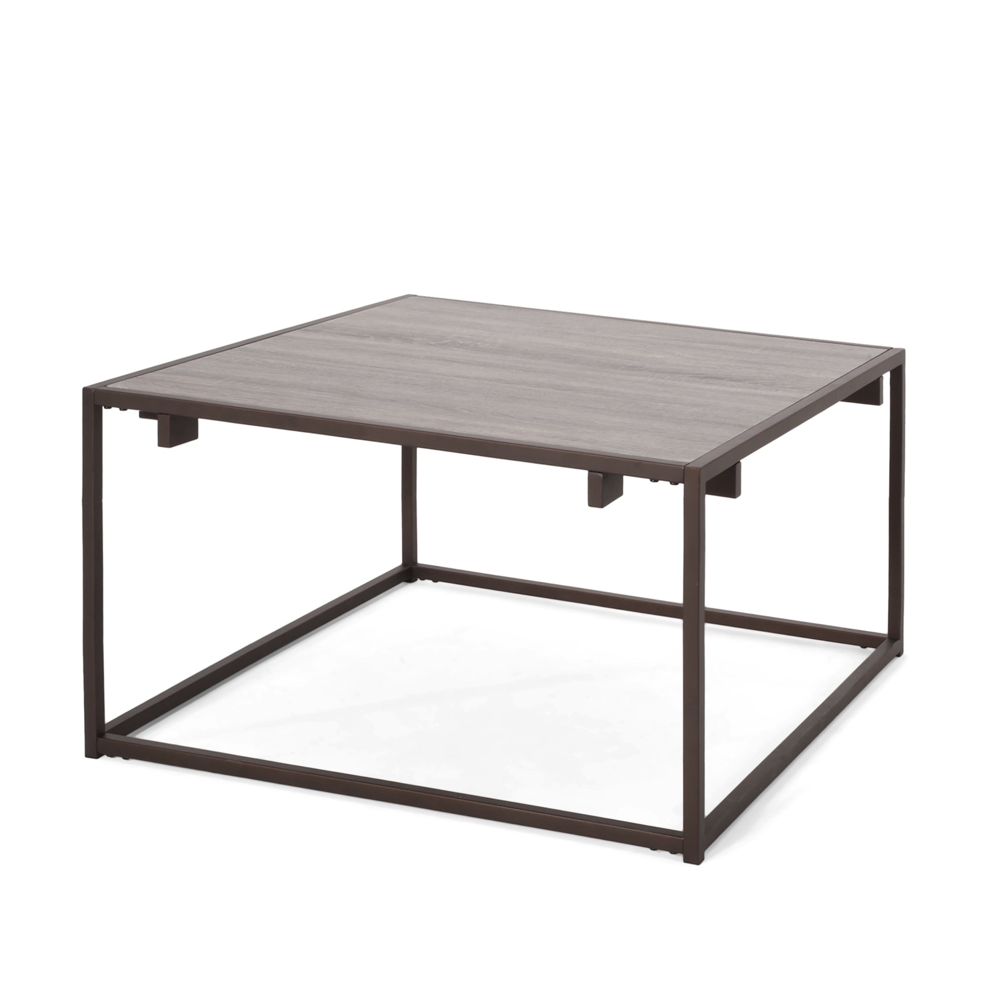 Modern Industrial Coffee Table, Gray And Bronze Grey Primary Living Space Coffee & End Tables Rectangular Mdf