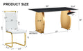 Table And Chair Set,Modern Rectangular Table With 0.4 Inch Black Patterned Tabletop And Gold Legs, Suitable For Kitchen, Dining Room, And Living Roomcomfortable Pu Seats,Perfect For Dinner, Meet White Black Seats 4 Sintered Stone