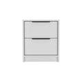 Kaia Nightstandend Table, Side Table Two Drawers, Metal Handle White White 2 Drawers Bedroom Rectangle Modern Shelf Particle Board Particle Board