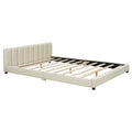 Queen Size & Twin Xl Size Upholstered Platform Bed, Mother & Child Bed, Pu Leather, Beige Beige Pu Leather