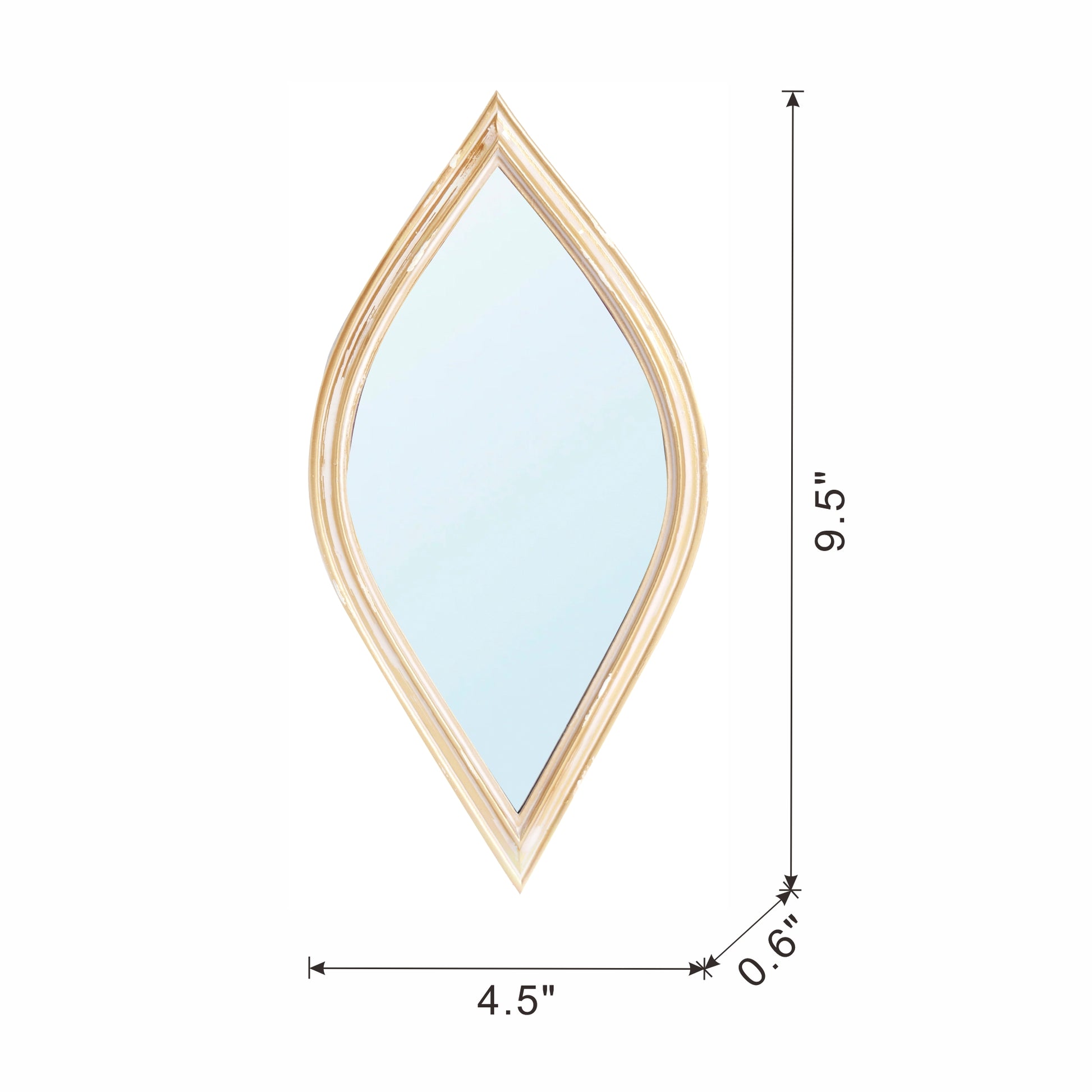 Small Decorative Mirror For Wall Decor, 4.5X9.5" Antique Gold Polyresin