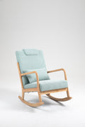 Rocking Chair Upholstered Fabric Rocking Armchair Indoor With High Backrest Glider Chairs And Lumbar Pillow For Living Room Light Green Linen