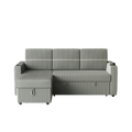 85 Inches Corduroy Sofa Bed, 3 Seater Sleeper Sofa With Storage Chaise, Square Handrail With Two Cup Holder And Usb Charge Port, Pull Out Couch For Living Room Light Grey Corduroy 3 Seat