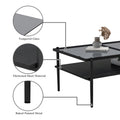 Rectangle Coffee Table With Gray Tempered Glass Top And Black Legs,Modern Table For Living Room Gray Tempered Glass