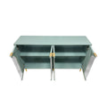 Accent Cabinet Lacquered Wooden Cabinet With 4 Glass Doors Sideboard Buffet Server Cabinet Storage Cabinet, For Living Room, Entryway, Hallway, Office, Kitchen And Dining Room, Mint Green Lacquered