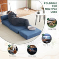Single Sofa Chair Foldable Single Sofa Bed With Pillow,Portable Foldable Sofa Bed,Leisure Sofa Chair,Easy To Store,Made Ofand Wearable Linen Blue Modern Foam Linen