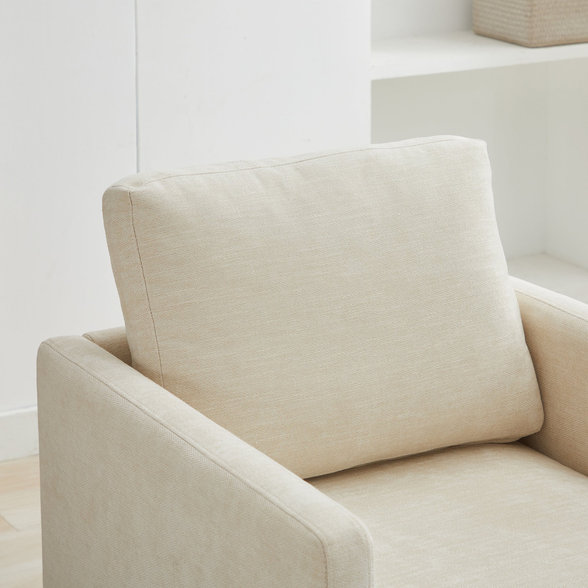30.7"W Square Upholstered Swivel Accent Chair And Comfy Accent Single Sofa Chair, 360 Degree Club Chair, Lounge Armchair For Living Room Bedroom Apartment Nursery.Beige Beige Chenille