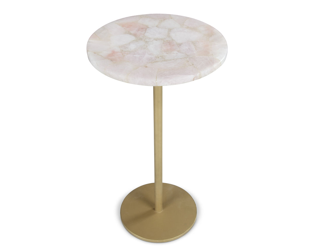 Rosie Rose Quartz Top Chairside Table Beige Beige Iron