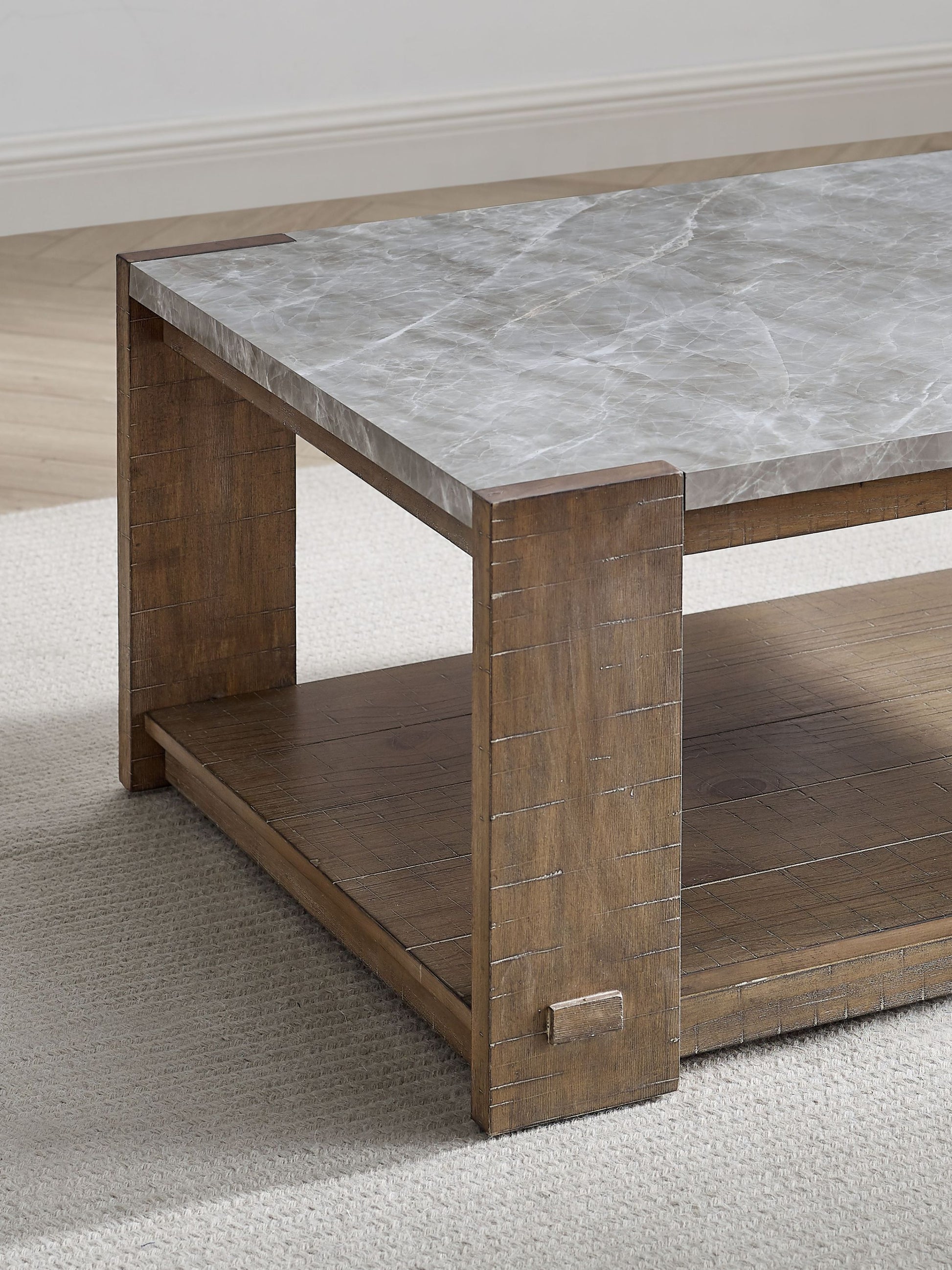 Libby Sintered Stone Sofa Table Brown Brown Wood