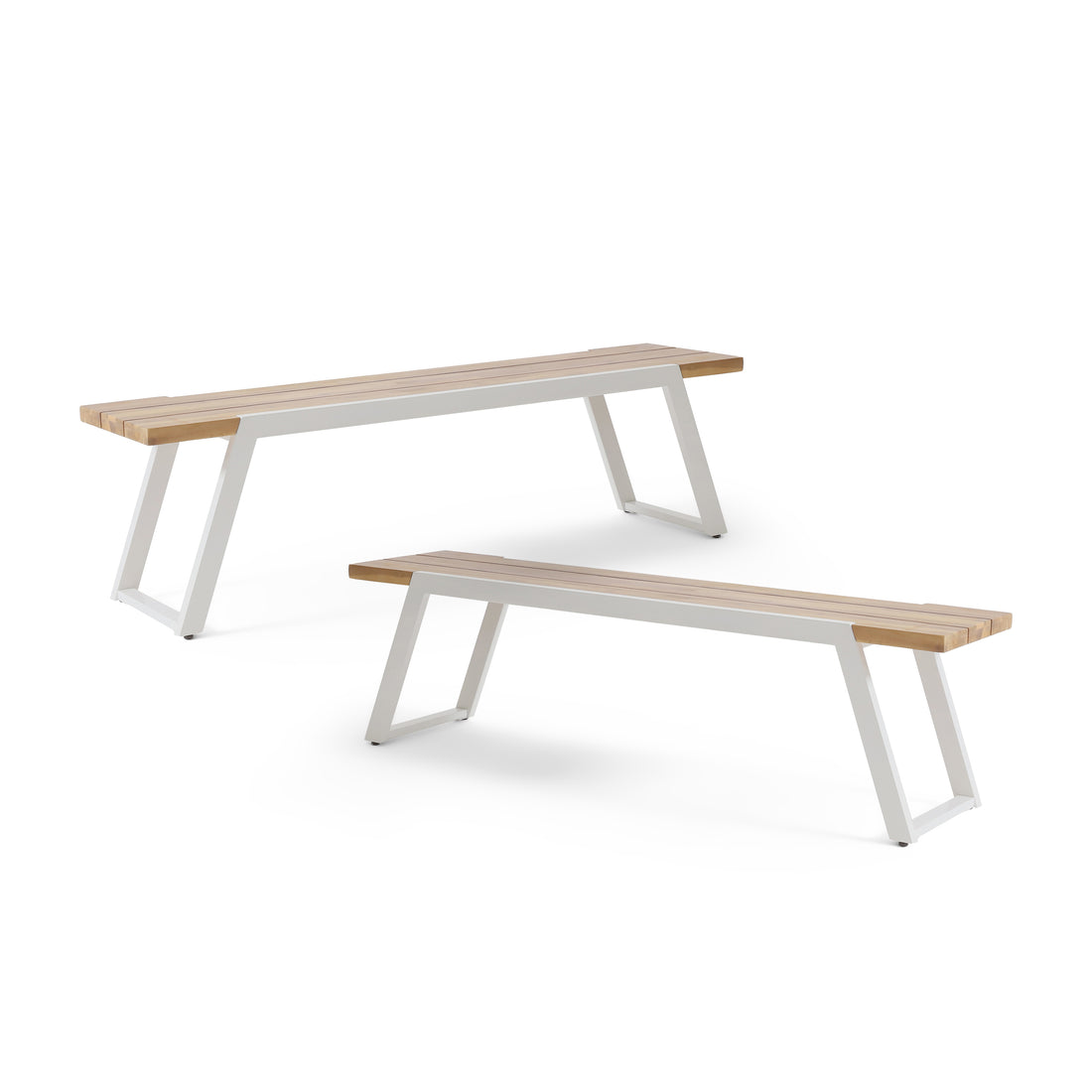 Gaylor Bench Set Of 2 Oak Natural Wood Antique White Acacia Wood