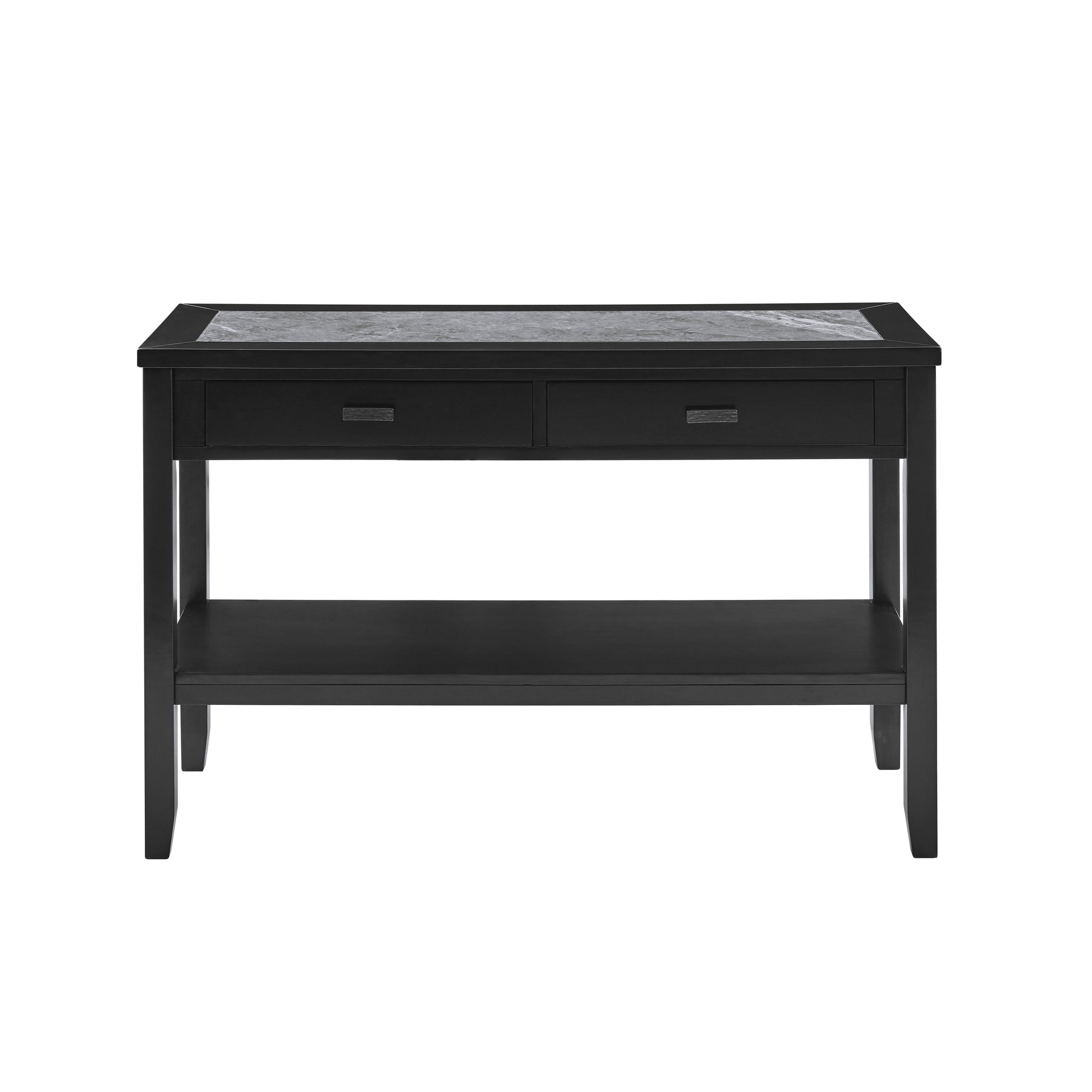 Garvine Sintered Stone Sofa Table Black Black Wood