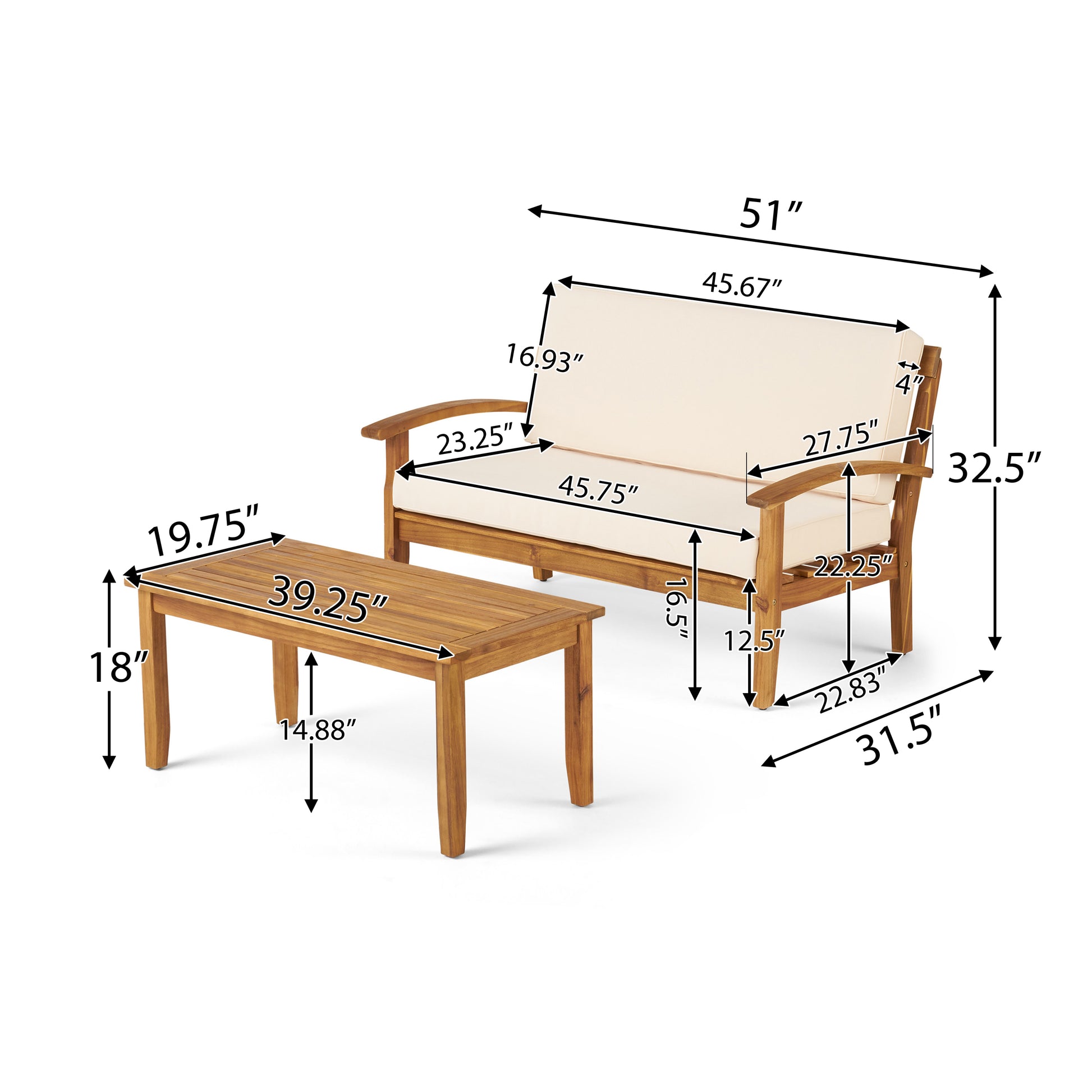 Peytonseat Coffee Table Teak Acacia Wood