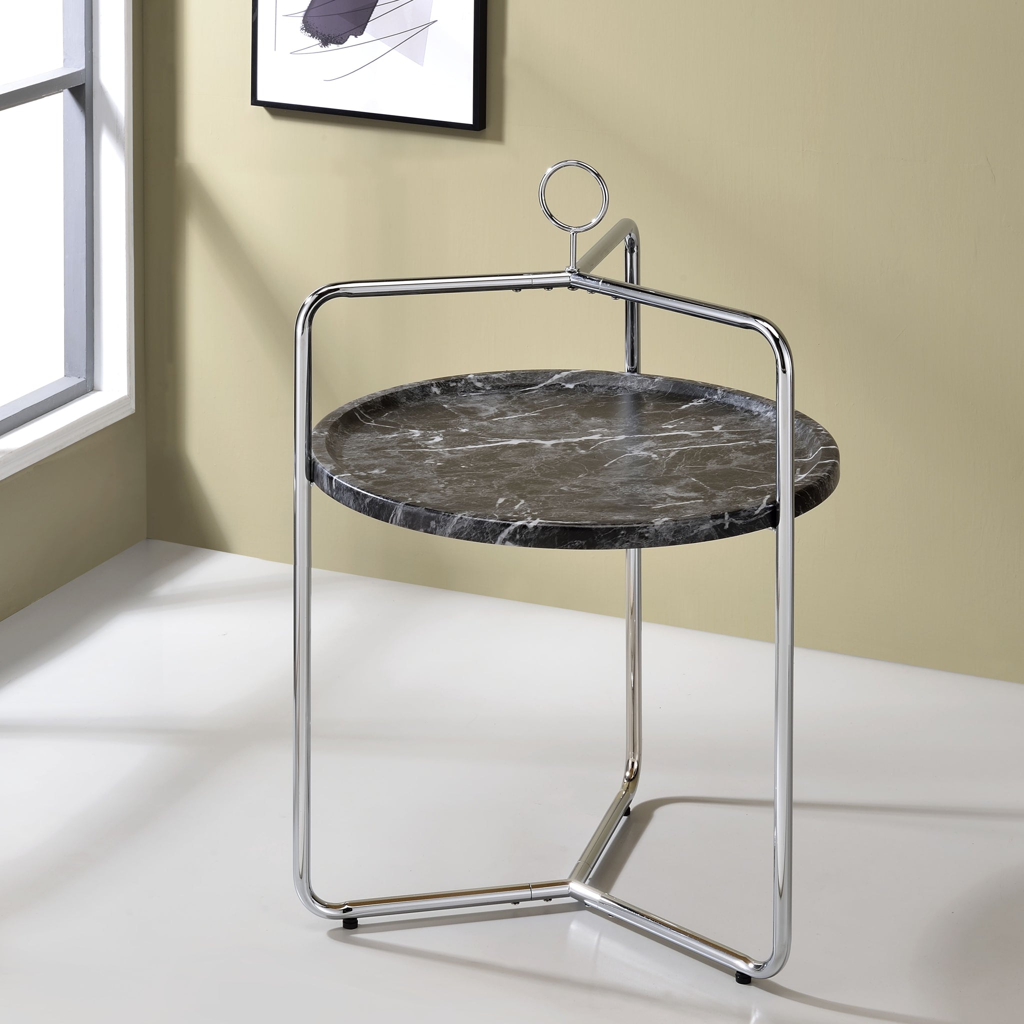 Miro Side Table Black Silver Black Iron