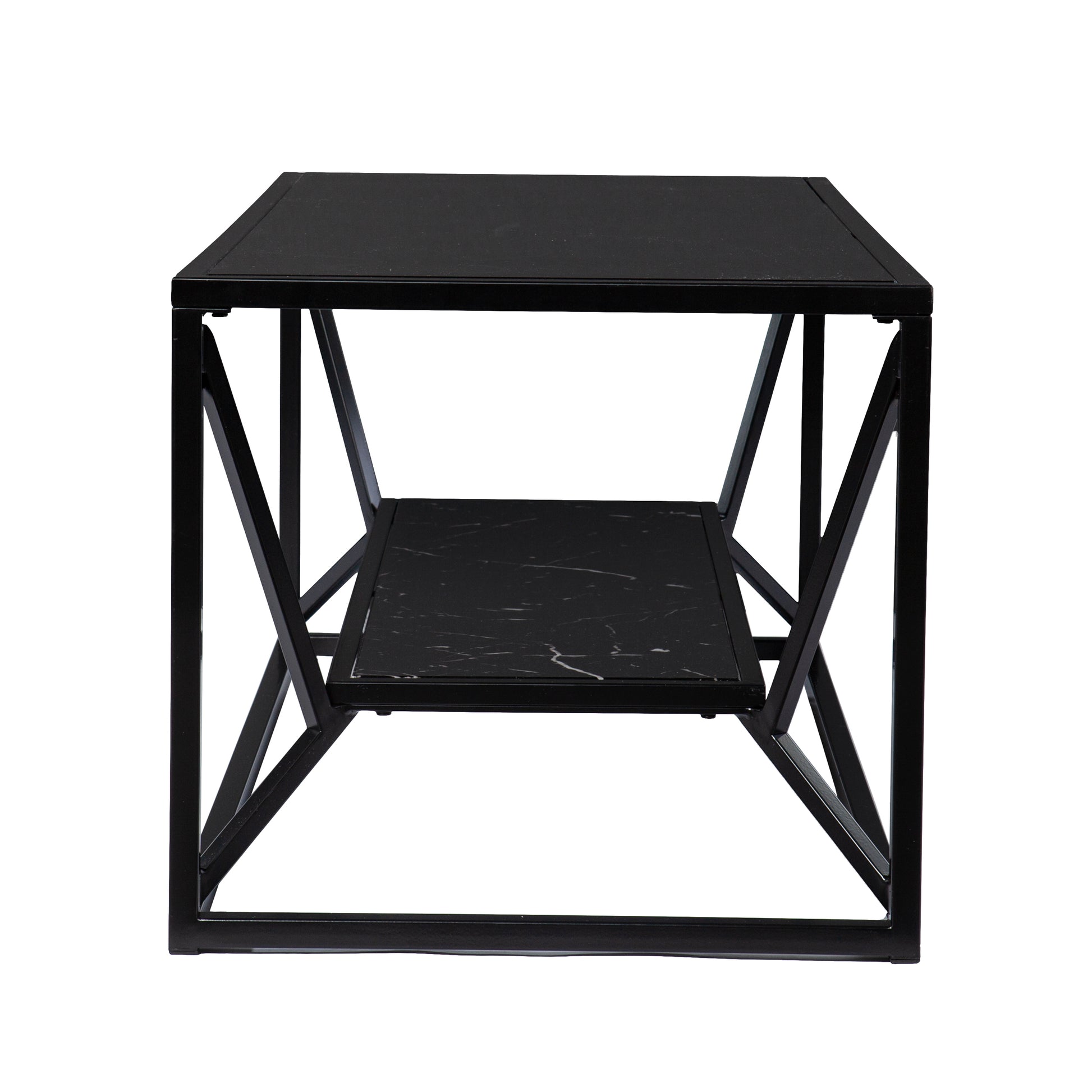 Argall Glass Top Cocktail Table W Storage Black Iron