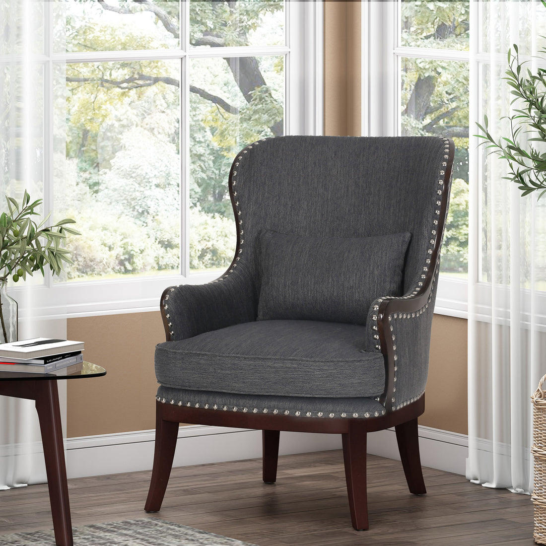 Accent Chair Charcoal Fabric