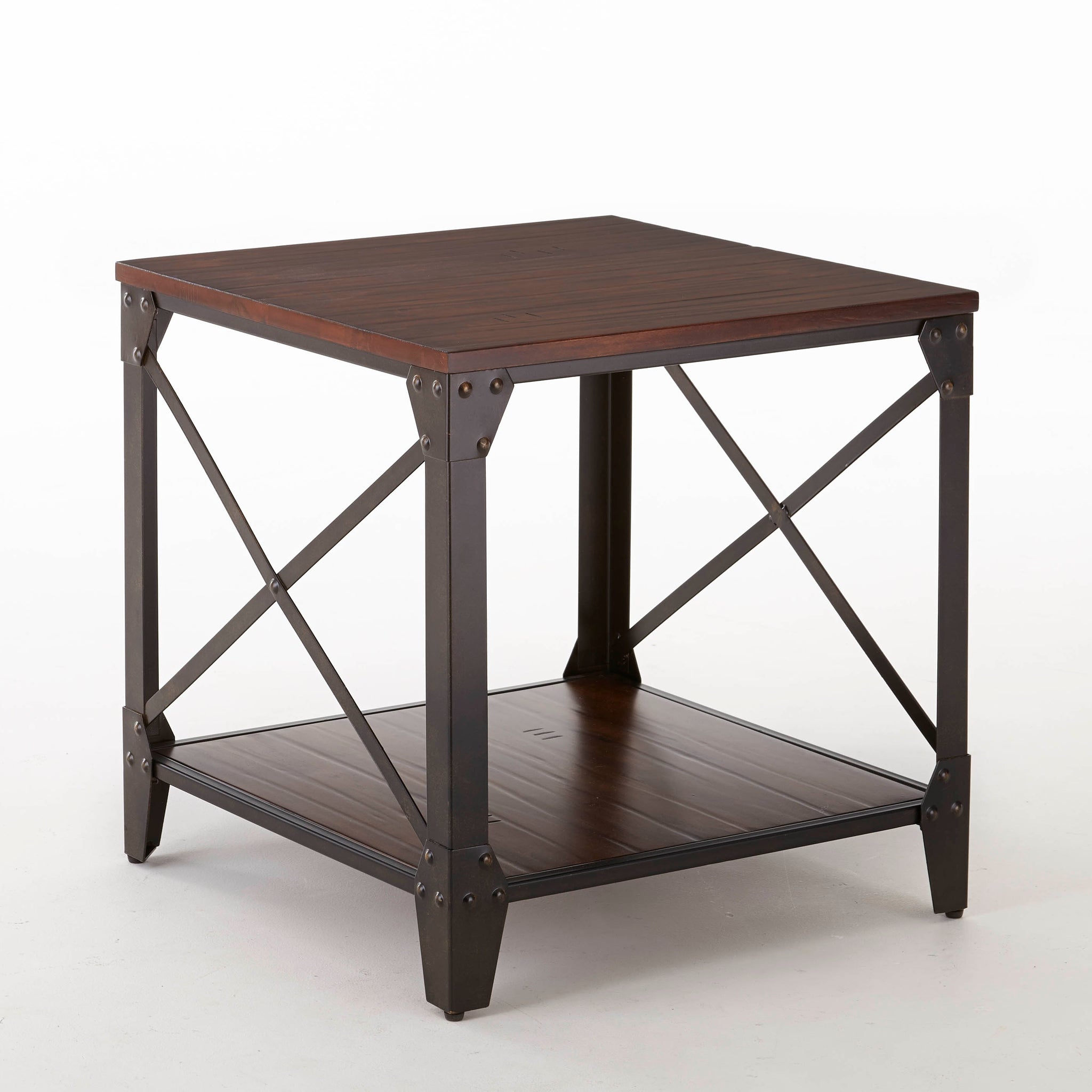 Winston Square End Table Brown Brown Steel