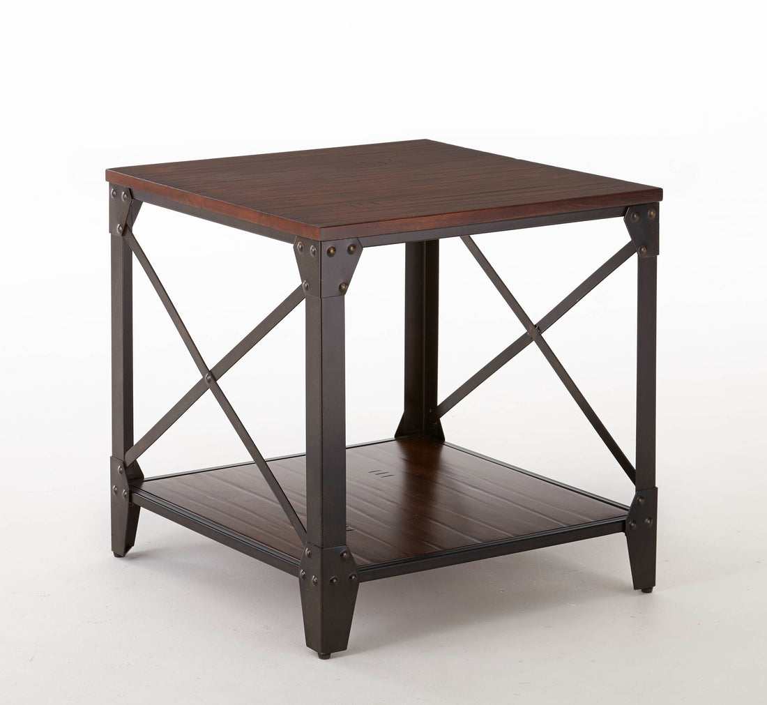 Winston Square End Table Brown Brown Steel