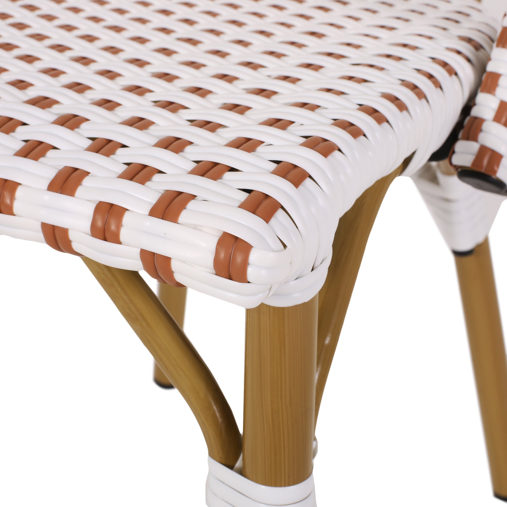 French Bistro Chair Brown White Rattan