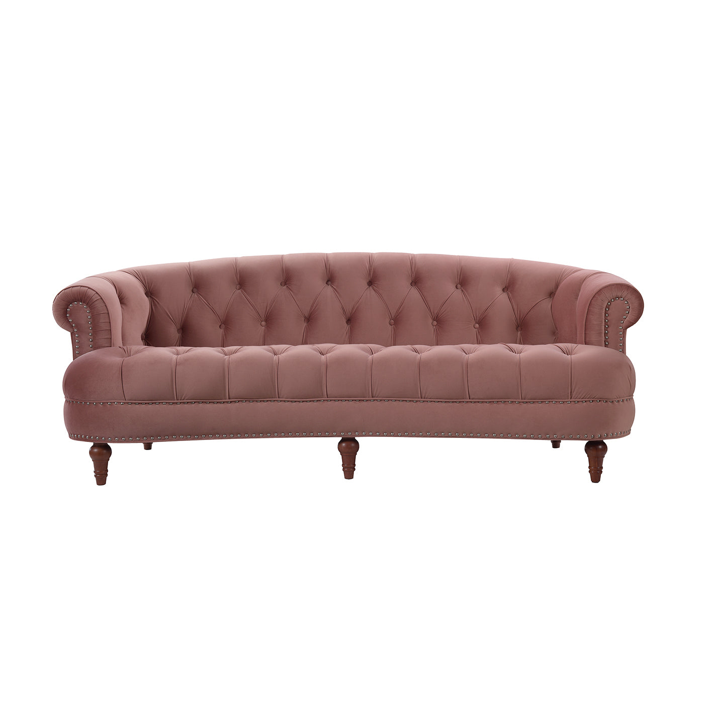 La Rosa Victorian Chesterfield Tufted Sofa, Ash Rose Pink Velvet Pink Foam Velvet 3 Seat