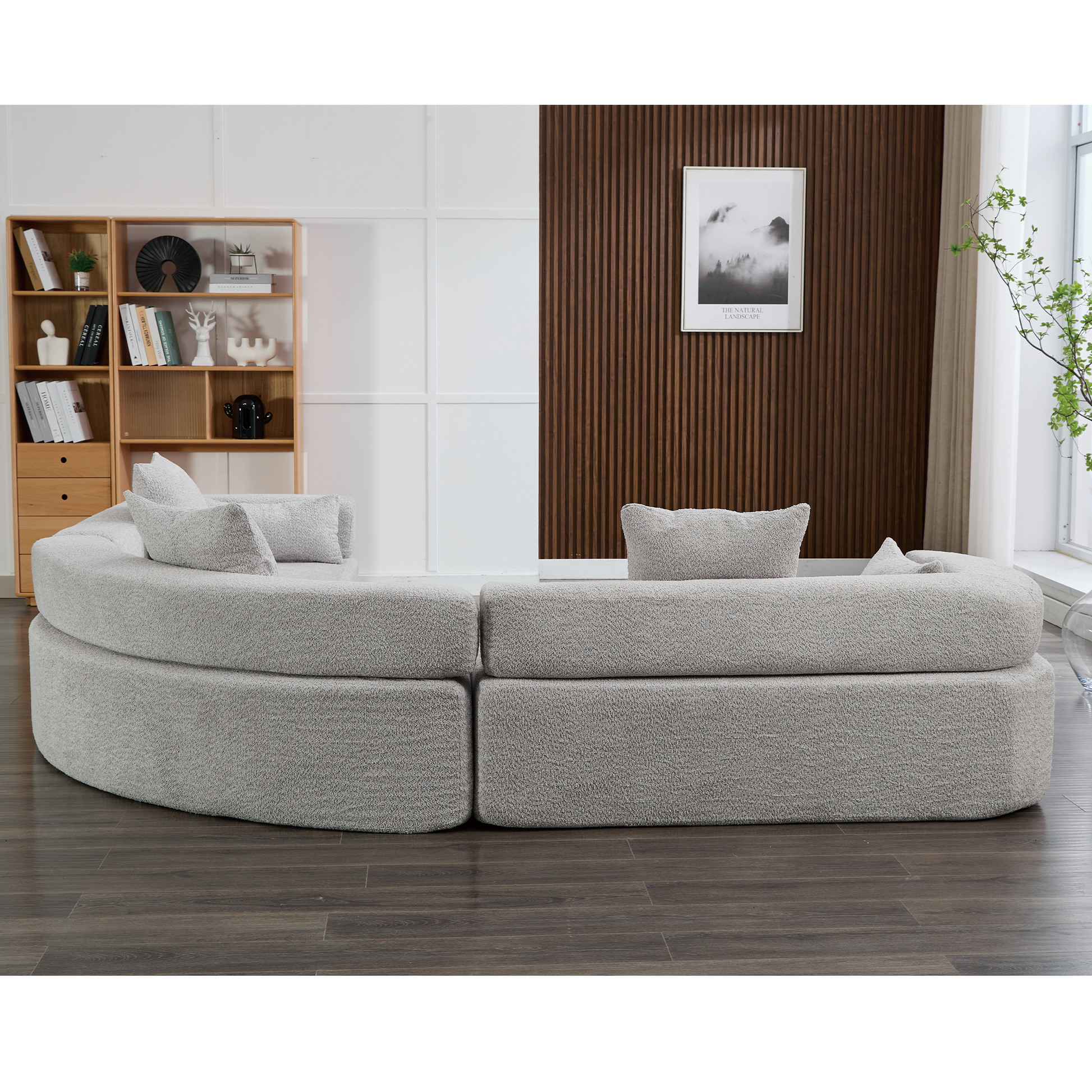 Arrived Oversized Combination Sofa,Curved Sofa,Upholstered 4 Seater Couch For Living Room, Modern Modular 3 Piece Free Combination, Semicircular Modular Sofaboucle, Gray Gray Polyester Primary Living Space Soft Tight Back Modern Square Arms Foam