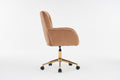 005 Velvet Fabric 360 Swivel Home Office Chair With Gold Metal Base And Universal Wheels,Coffee Solid Coffee Office Sponge Wipe Clean Modern Office Chairs Tufted Back Foam Swivel Velvet