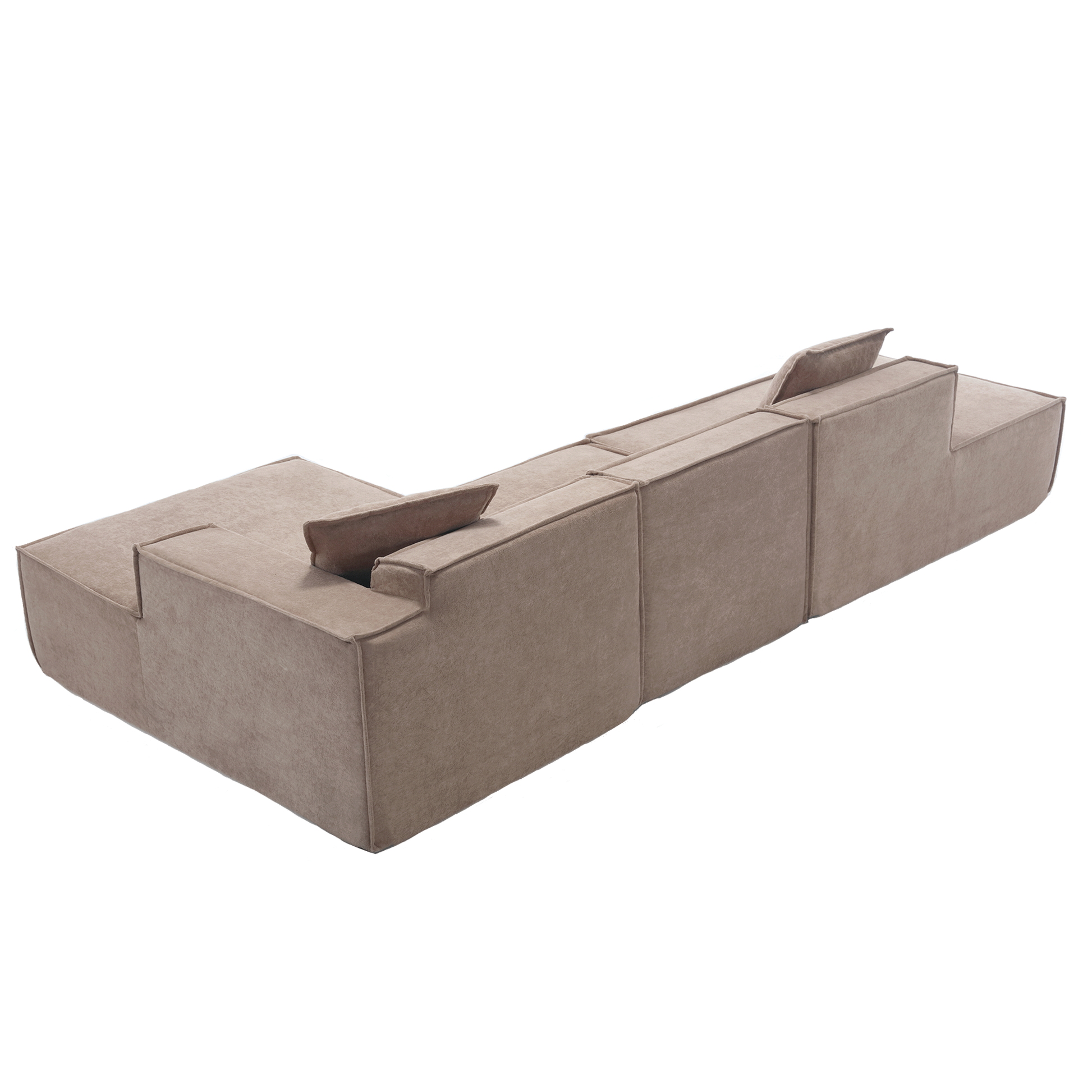 Modular Combination Sofa Set, Modern Minimalist Sofa, Free Installation Sofa, L Shaped, Italian Minimalist Tofu Block Sofa, Right Hand Facing,Terrycloth Fabric,Light Brown Light Brown Polyester Primary Living Space Soft Modern Polyester 3 Seat