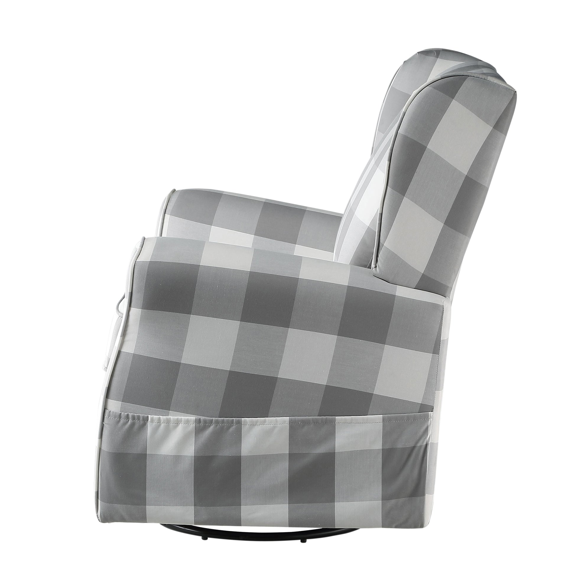 Grey And White Rolled Arm Swivel Chair With Glider Grey Primary Living Space Traditional Pine Wood Fabric