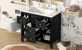 36'' Bathroom Vanity With Resin Sink Combo, Solid Wood Frame Bathroom Storage Cabinet, Freestanding Vanity Set With 5 Drawers& Soft Closing Doors Same As Sw000141Aab Black Bathroom Solid Wood Mdf Resin