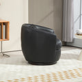 Upholstered Swivel Barrel Armchair With Storage Modern Living Room Side Chair For Bedroom Office Reading Spaces Pu Black Black Foam Upholstered
