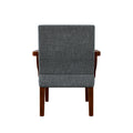 Fabric Accent Arm Chair Set Of 2 With Round Wood Table Grey Fabric