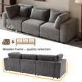 105'' 3 Seater Sofa With Removable Back Cushions And 5 Pillowsfor Living Room, Apartment, Spacious Space Gray Polyester 3 Seat