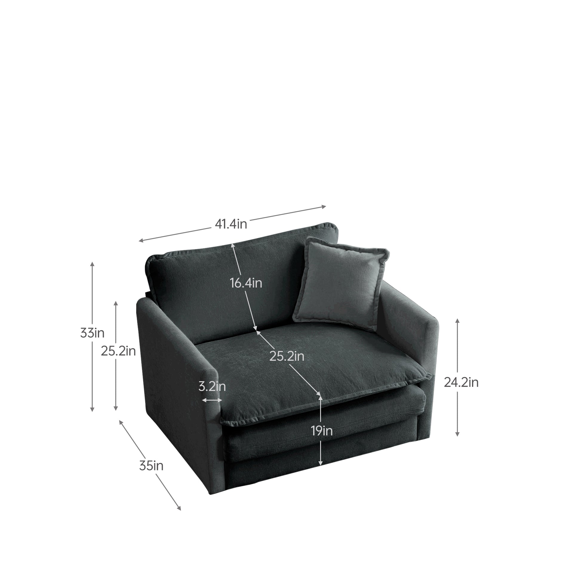 2 Piece Upholstered Sofa, Living Room Sectional Sofa Set Modern Sofa Couches Setdeep Seat Sofa For Living Room Apartment, 1 3 Seat Gray Chenille Gray Chenille 4 Seat