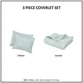 4 Piece Cotton Reversible Embroidered Quilt Set With Throw Pillow Aqua King Cal King King Aqua Cotton