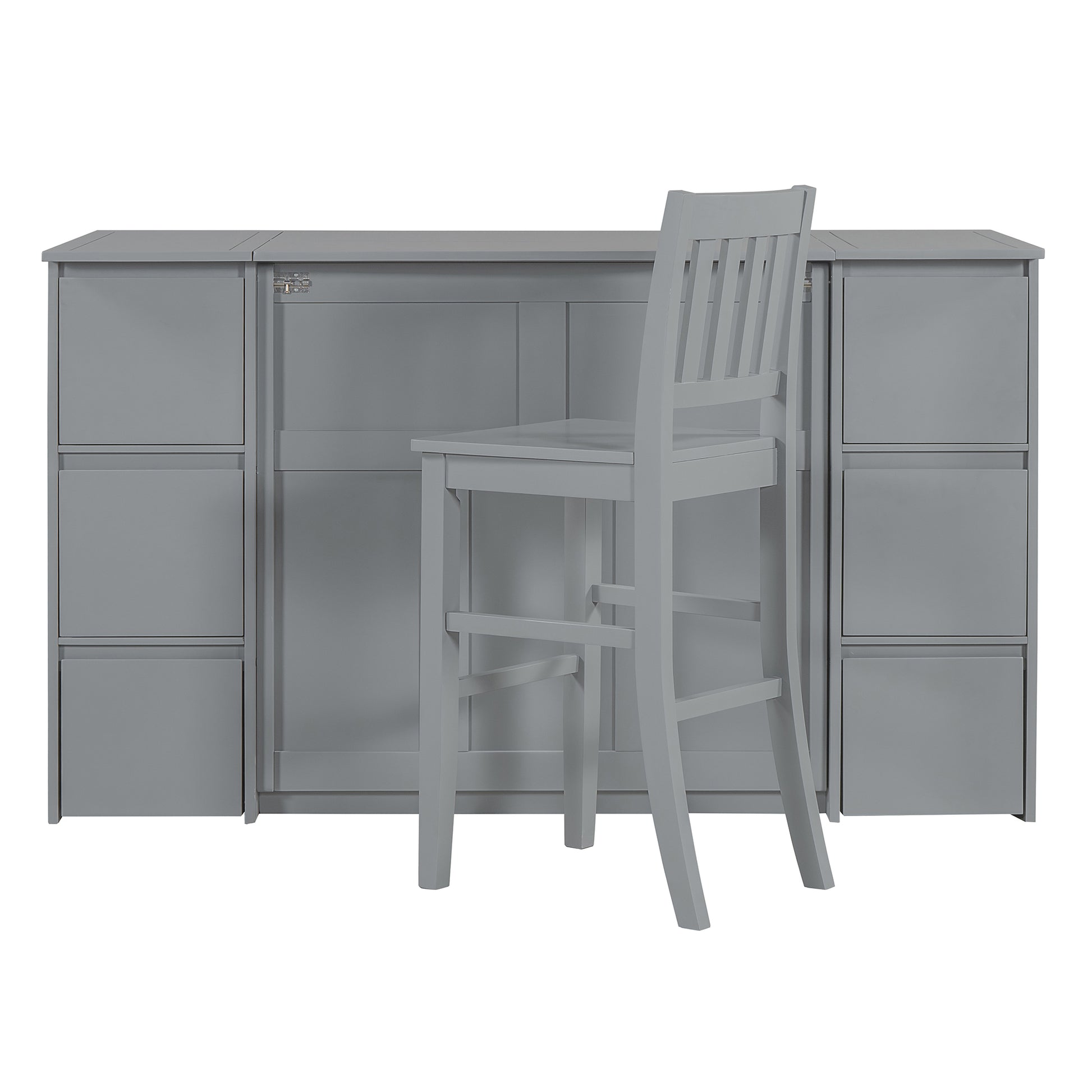 Twin Size Murphy Bed With Drawers, Cabinets And Usb Ports,Gray Twin Gray Mdf Lvl