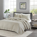 3 Piece Quilt Set Cream Full Queen Full Cream Cotton