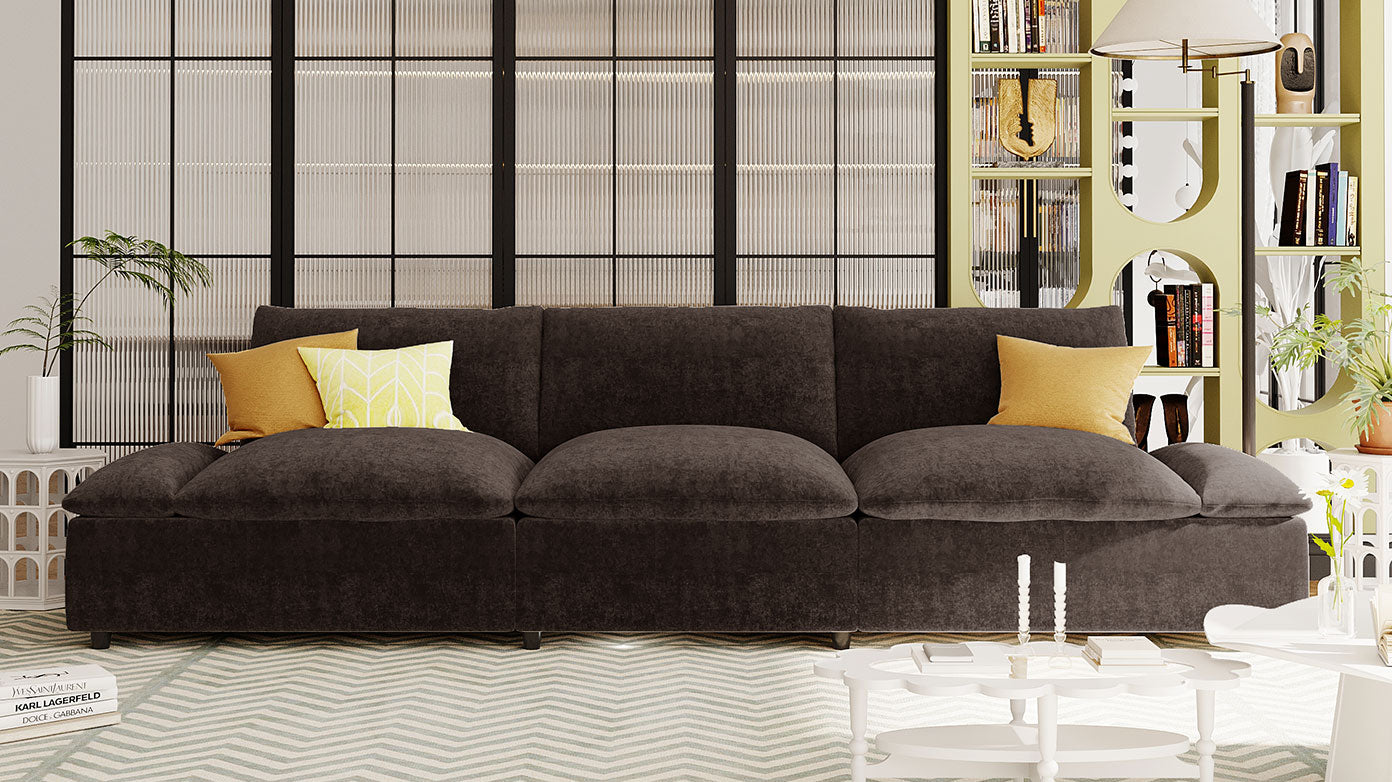 119.5'' 3 Seater Sofa With 2 Storage Unitsfor Living Room, Office, Apartment Gray Polyester 3 Seat