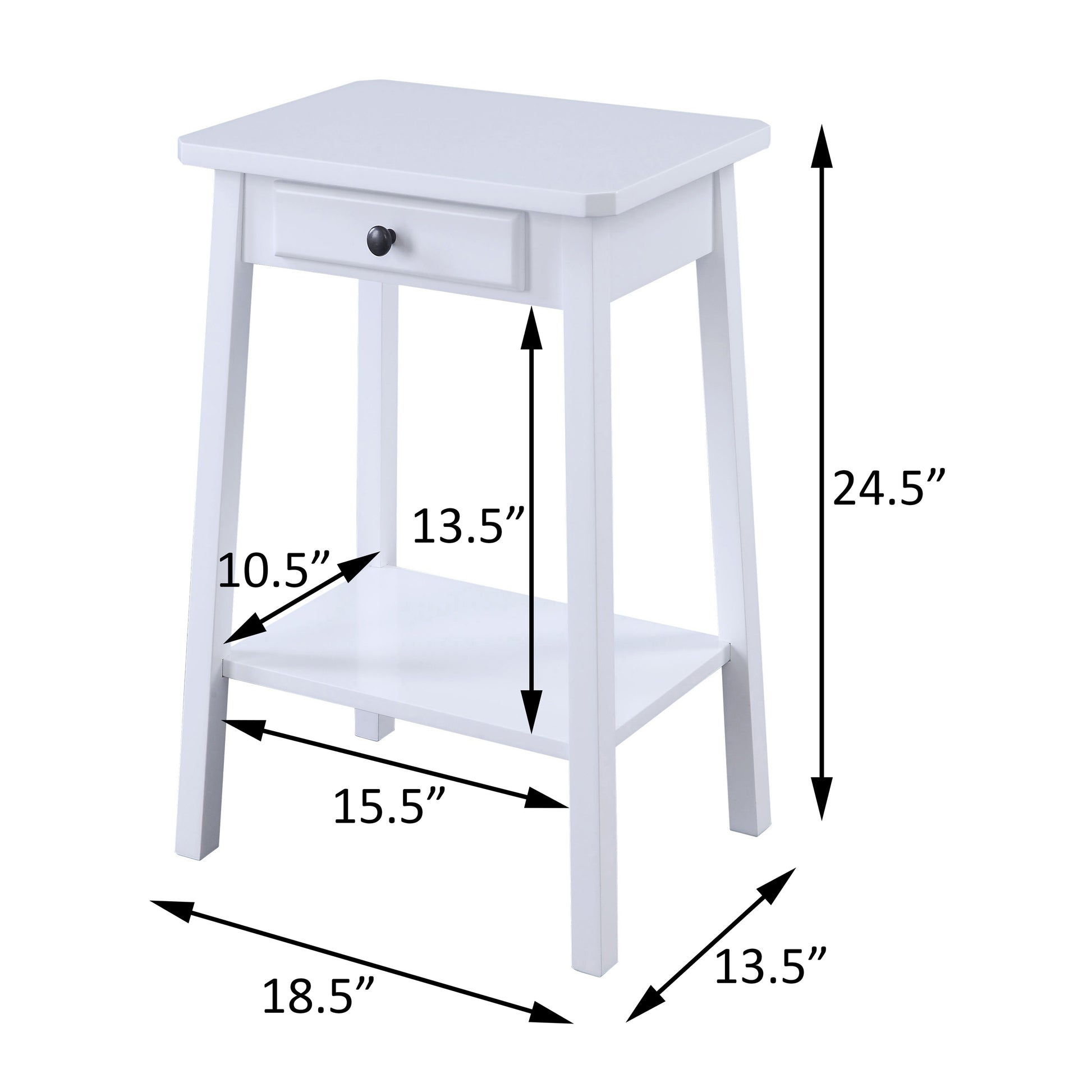 White End Table With Bottom Shelf White Primary Living Space Drawers Rectangular Wood