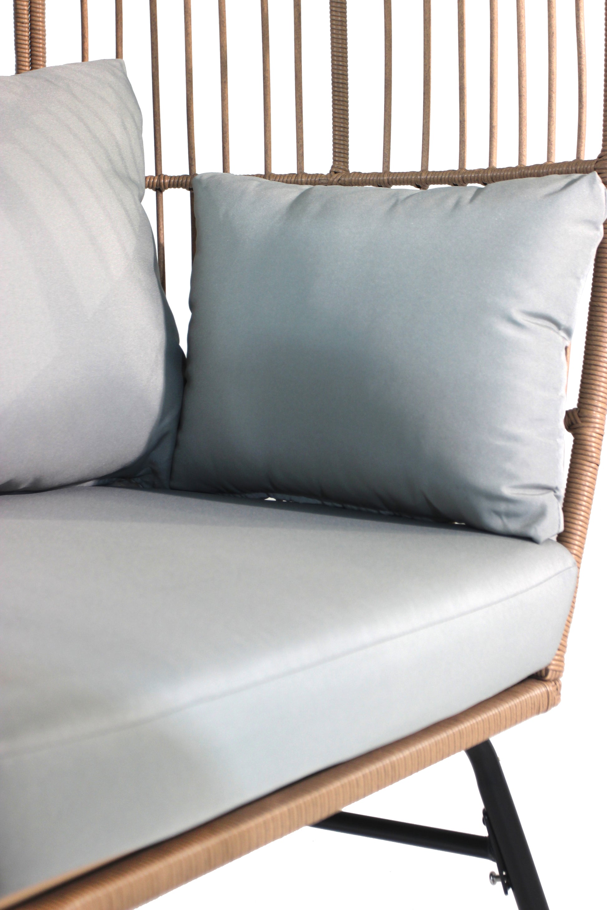 Outdoor Garden Wicker Egg Chair And Footstool Patio Chaise, With Cushions, Outdoor Indoor Basket Chair Yes Blue Neutral Seats 2 Garden & Outdoor European,Modern Steel