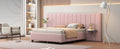 Queen Size Upholstered Platform Bed With Big Headboard, Bedroom Furniture, Velvet, Pink Queen Pink Plywood