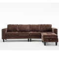 Arrived 5 Seat Modular Sofa,With Storage Ottoman, Convertible Sectional Sofa, L Shaped Couchreversible Chaise ,Riveted Sofa,Chenille, Brown Brown Polyester Wood Primary Living Space Medium Soft Cushion Back Modern Square Arms Foam Metal & Wood 5 Seat