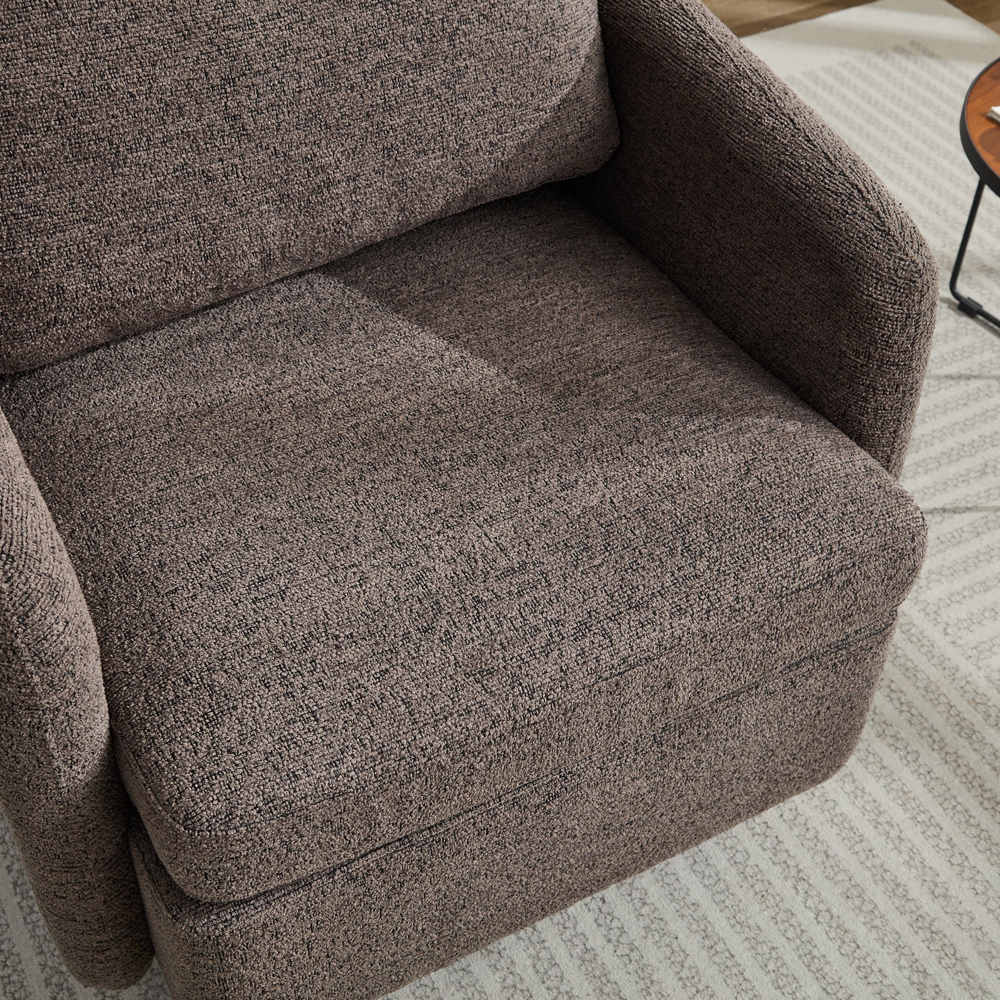 31.5"W Swivel Accent Chair And Comfy Round Accent Single Sofa Chair, 360 Degree Club Chair, Lounge Armchair For Living Room,Bedroom.Nursery.Taupe Black Chenille Black Taupe Chenille