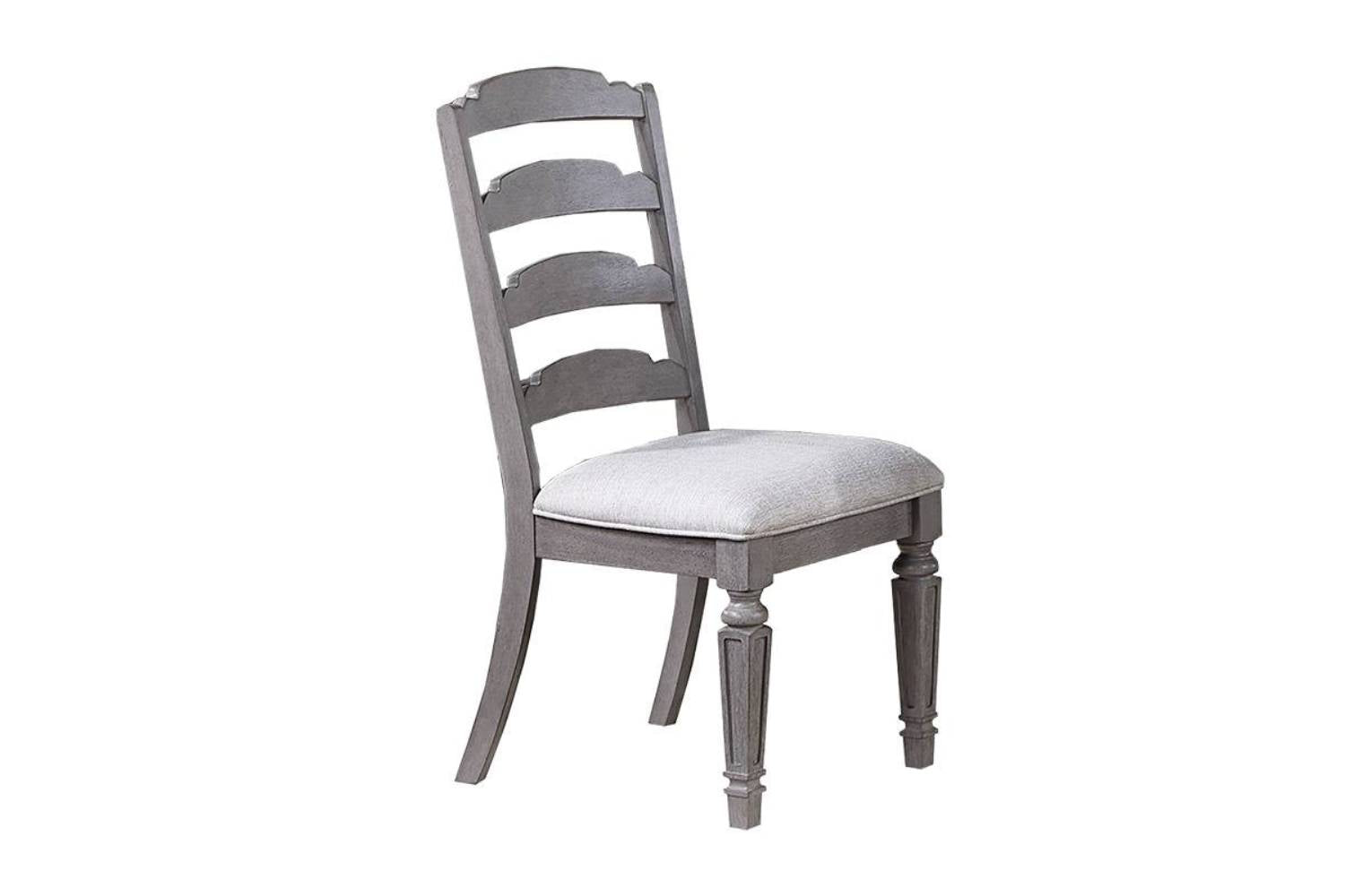 Light Grey Contemporary Style Side Chairs Set Of 2Pc Wooden Frame Ladder Back Design Dining Room Furniture Light Grey Dining Room Foam Classic,Contemporary,Modern Dining Chairs Rubberwood Ladder