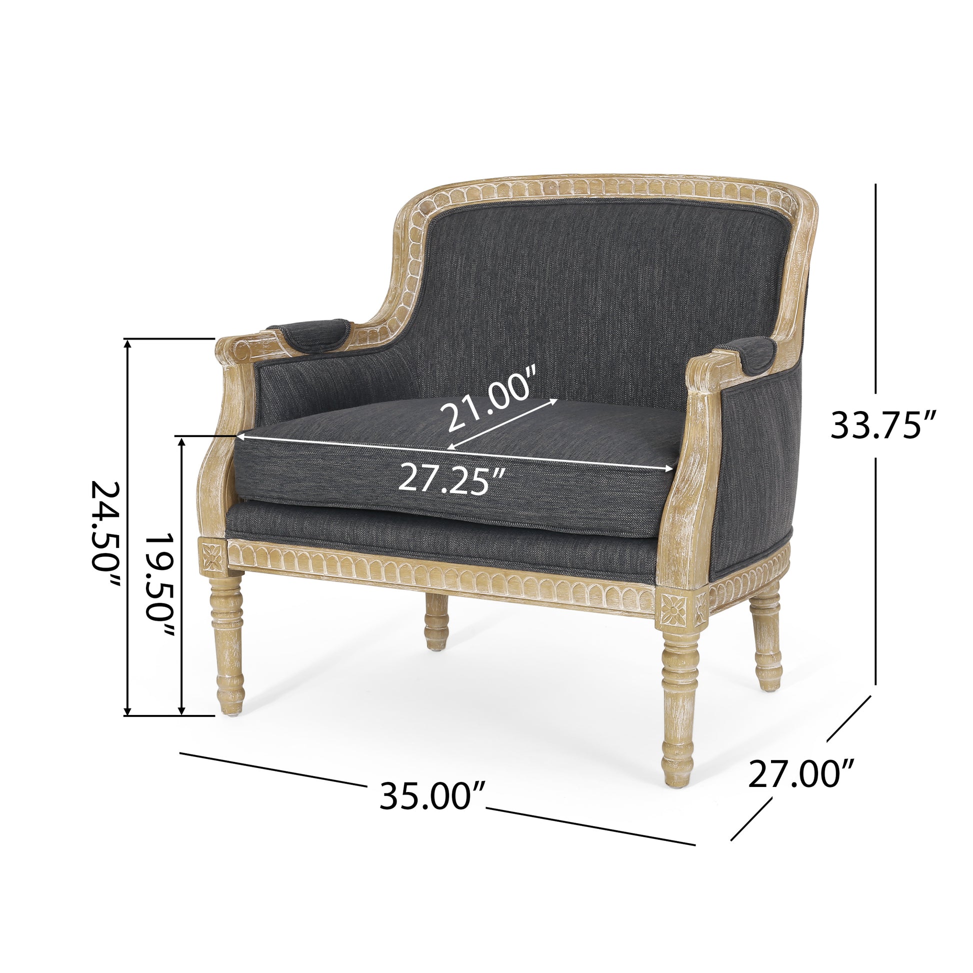 Club Chair Charcoal Fabric