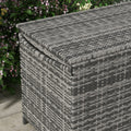 Outsunny 83 Gallon Deck Box, Large Outdoor Storage Chest, Pe Wicker Trunk For Outside On Wheels For Garden Tools, Pool Supplies & Patio Furniture Cushions, Gray Gray Plastic