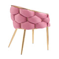 Set Of 2 Luxury Handmade Accent Chair With Gold Legs, Modern Velvet Armchair For Living Room And Bedroom Pink Foam Velvet