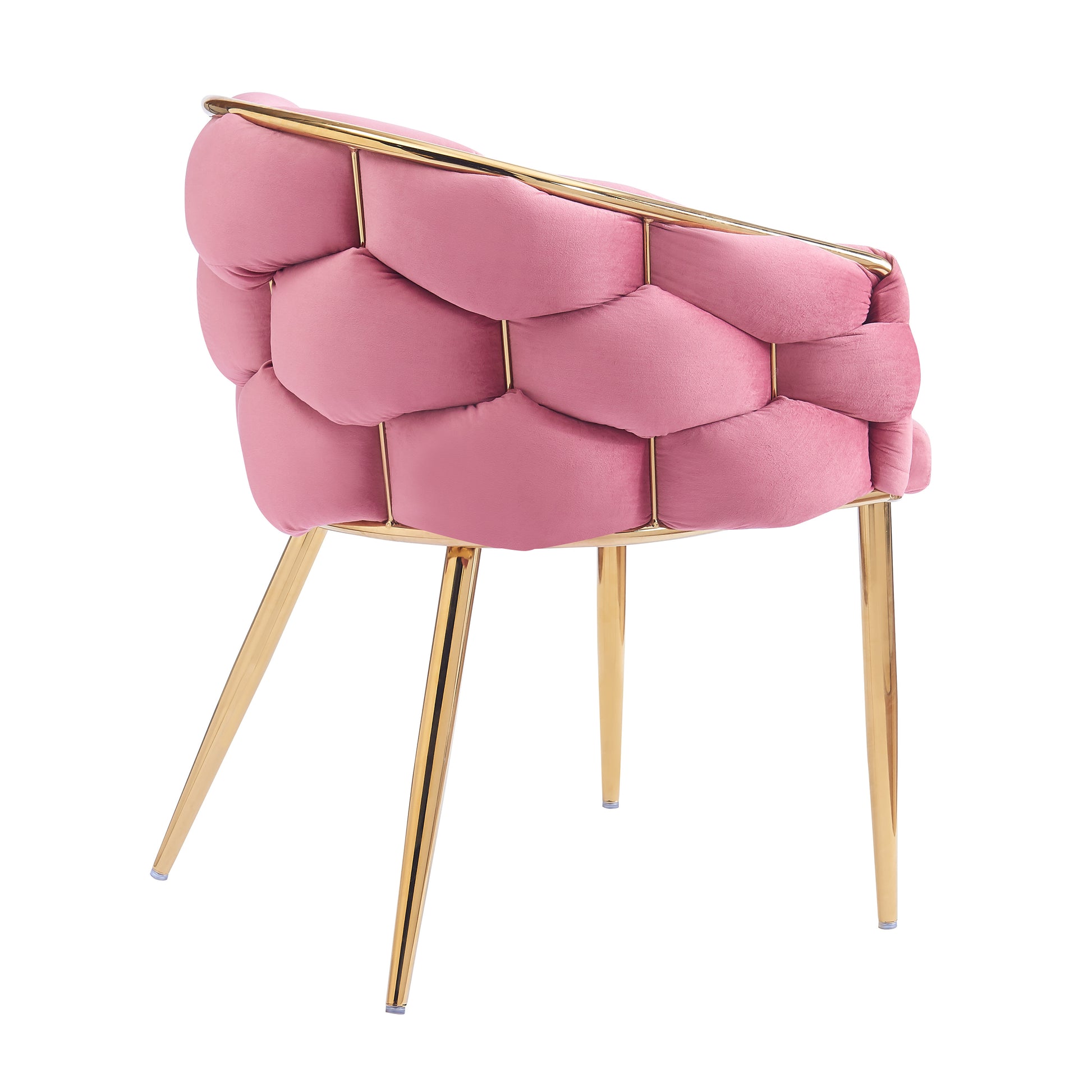 Luxury Handmade Accent Chair With Gold Legs, Modern Velvet Armchair For Living Room And Bedroom Pink Foam Velvet
