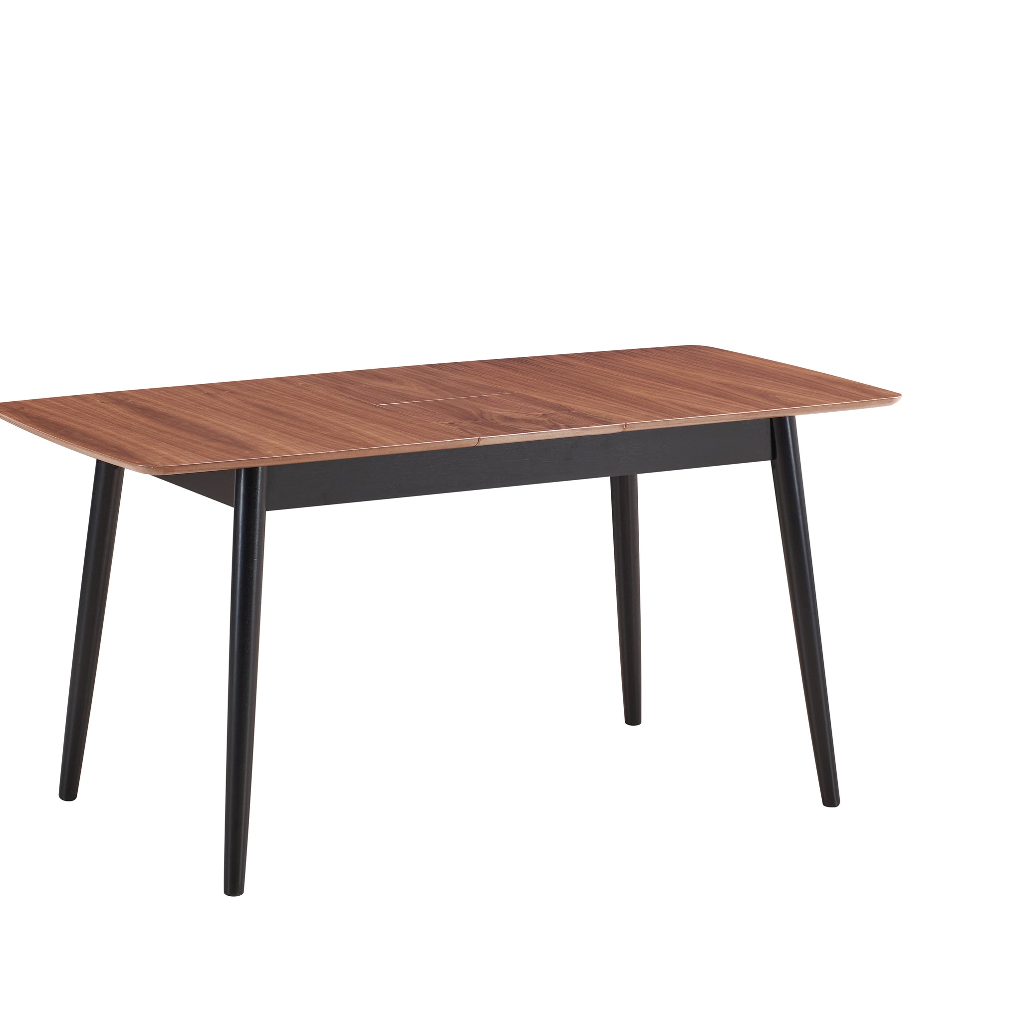 Natural And Black Dining Table With Bufferfly Extension Leaf Natural Black Seats 6 Dining Room Mid Century Modern Rectangular Wood