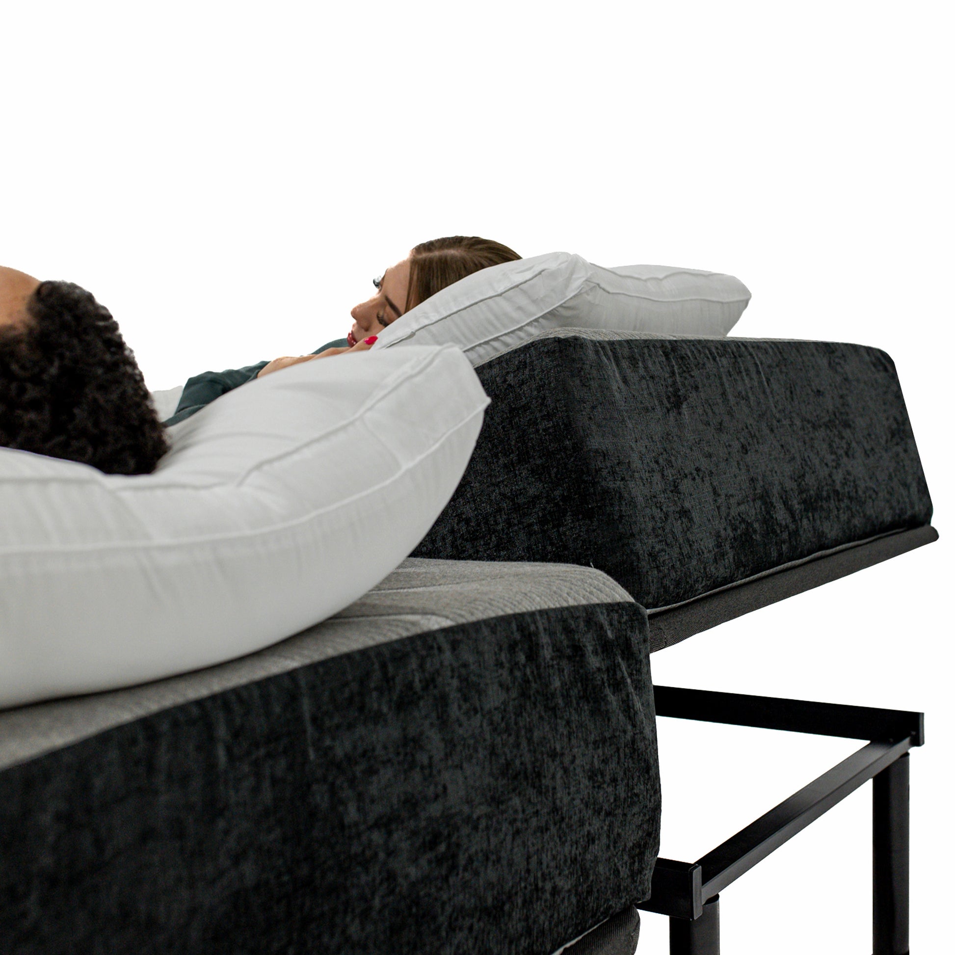 Queen Size Flex Head Quick Assembly Adjustable Bed Frame With Voice Activated Controls Black Metal Metal