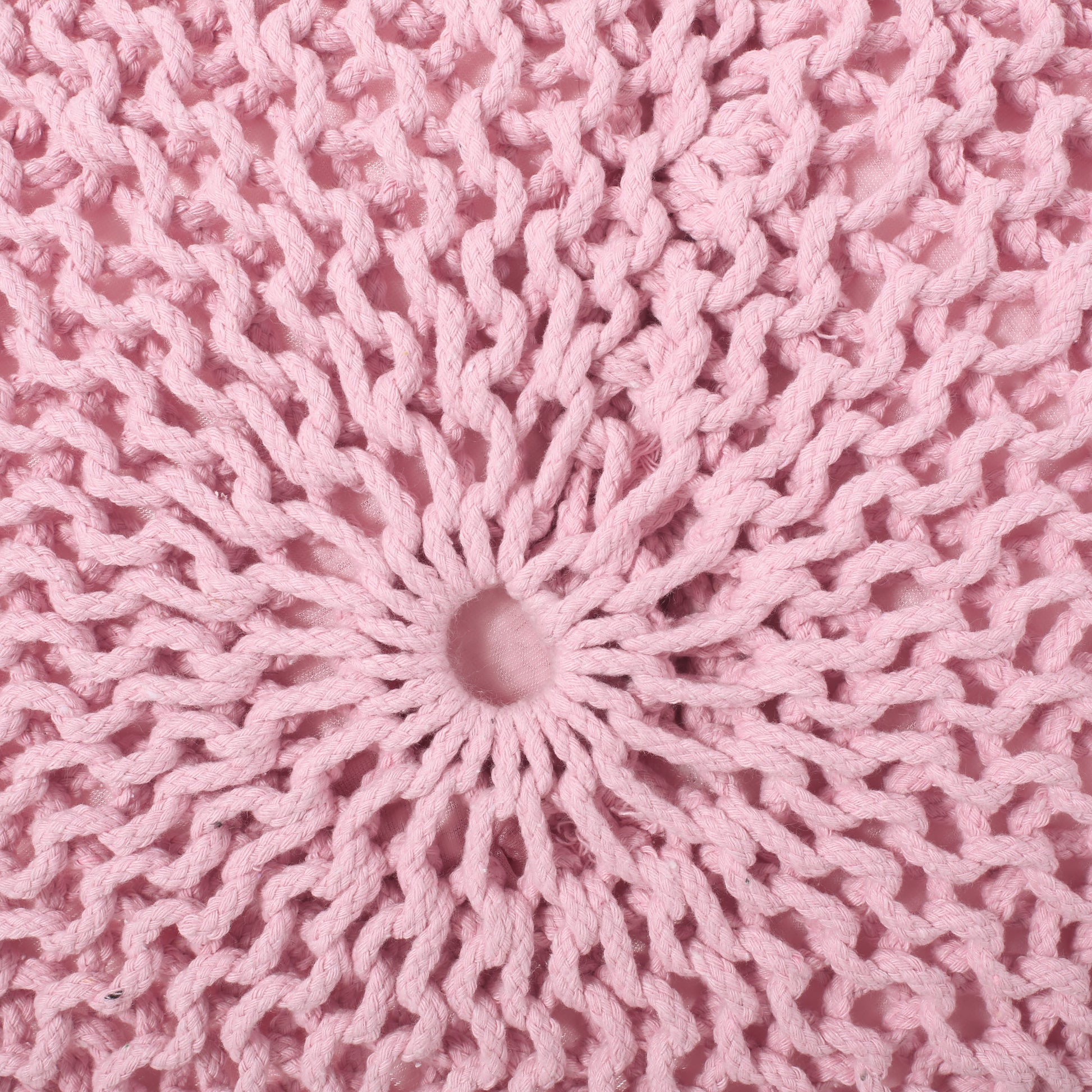 Knited Pouf Pink Cotton