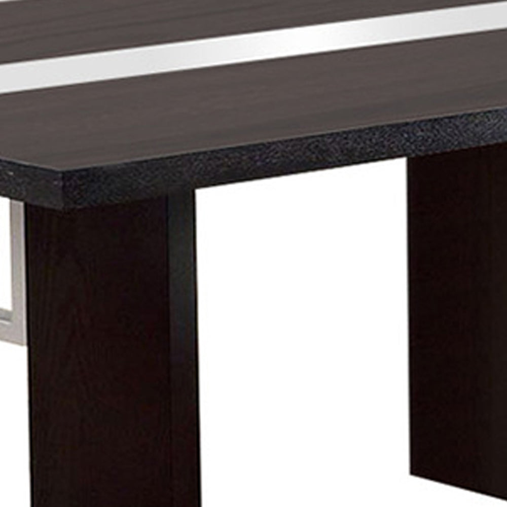 Contemporary Glass Insert Dining Table, Black Black Wood